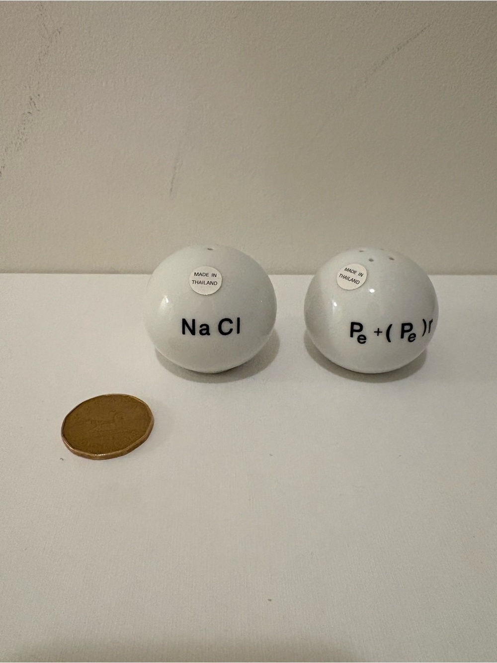 NaCl White Ceramic Salt and Pepper Shakers